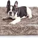 ULIGOTA Dog Bed Crate Pad Plush Soft Dog Crate Bed for Small Medium Large Dogs and Cats Washable Anti-Slip Kennel Crate Mats for Sleeping and Anti AnxietyS (Small 24"x18", Brown)