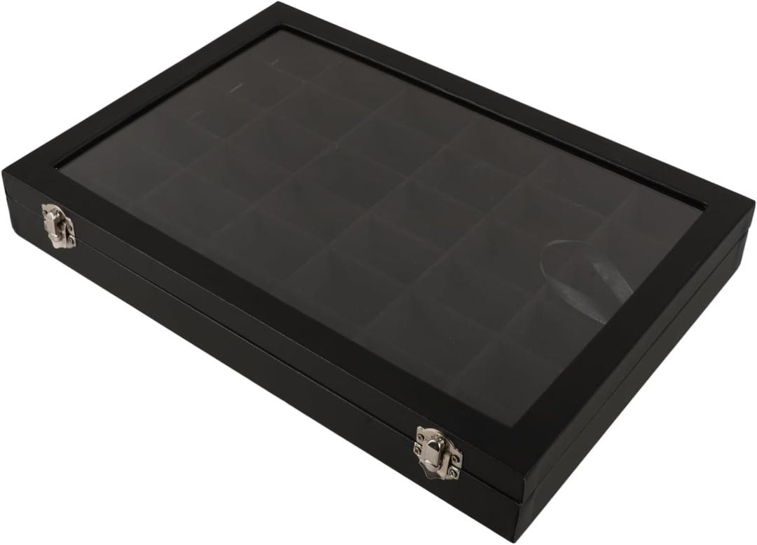 Displaying Box 36 Slots Black Pu Leather Storage Science Education Toy