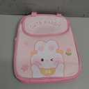 Kawaii Lunch Bag with Bow Lunch Box Cute Lunchbox Bunny Lunch Box Animal Lunch Bag Reusable Tote Bag for Picnic Work Travel (Pink)