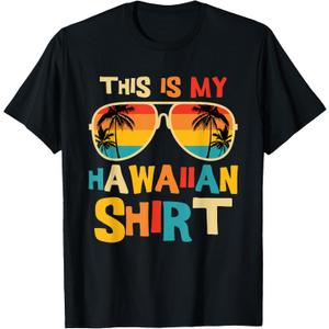 This is My Hawaiian Shirt Tropical Luau Costume Party Hawaii T-Shirt (Black), Size: XL