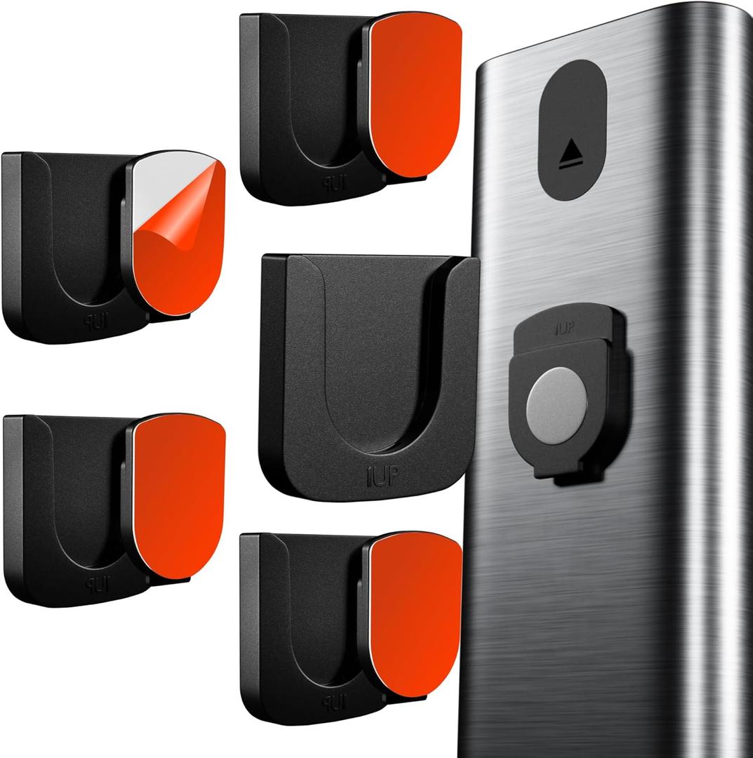 2 x Magnetic Remote Control Holder - 5 Pcs Black Set for TV, Fan, and Air Conditioner Remotes - Wall Mount with Self-Adhesive Back for Easy Installation and with our Powerful and Sleek Magnetic Holders