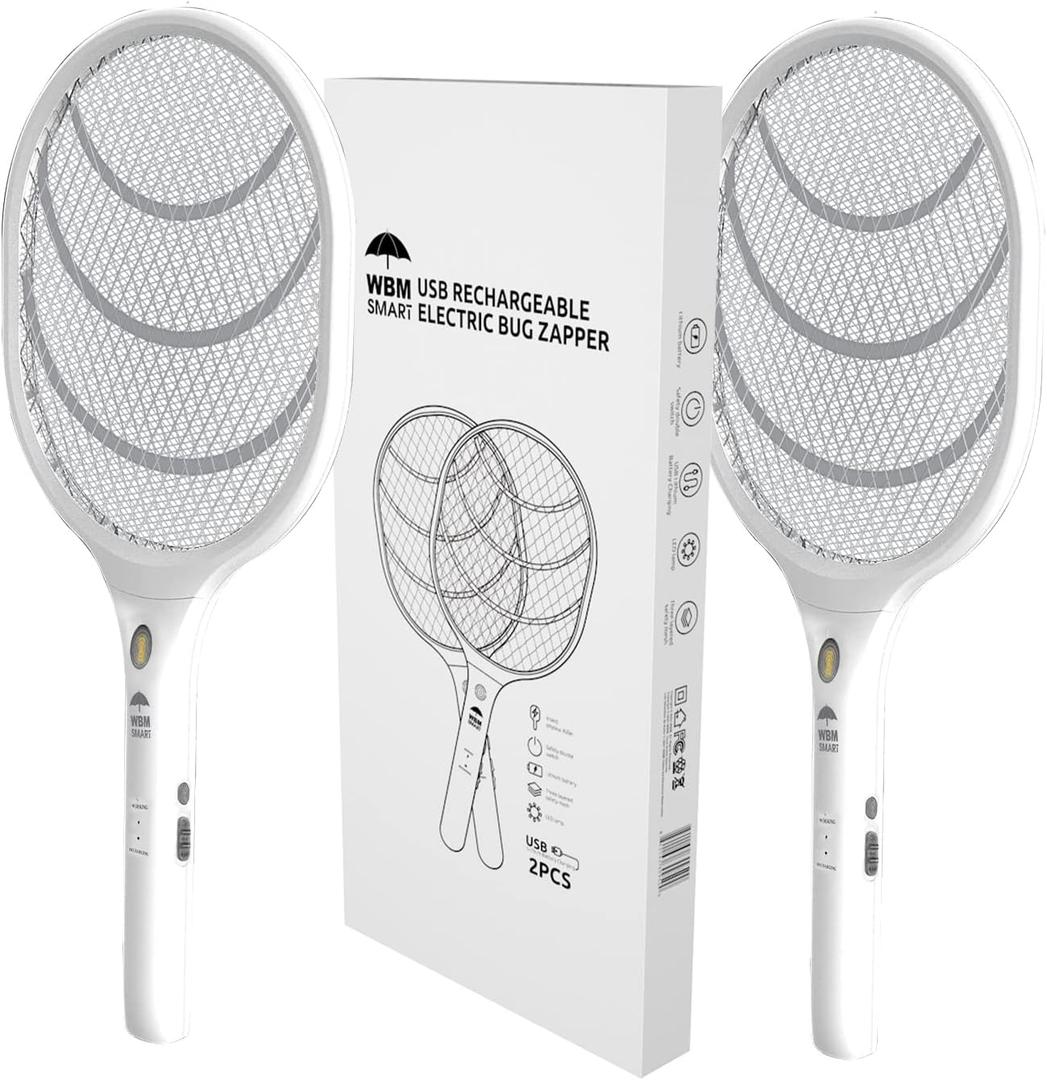 Bug Zapper, Rechargeable Electric Fly Swatter Racket, Large-2PK