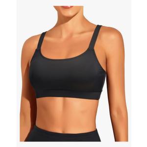 Tempt Me Women Sports Bra Bikini Tops Scoop Neck Bathing Suits Top Padded Swim Crop Tops Only XL, Black