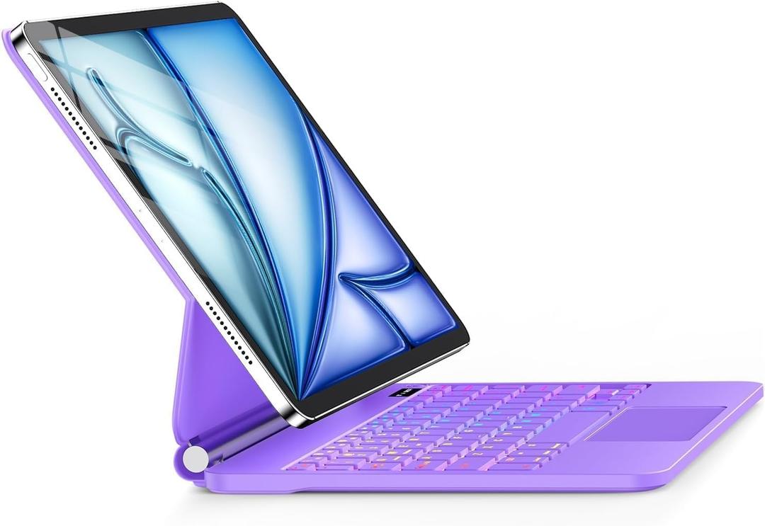 Keyboard Case for iPad Air 13 inch (M3 2025/M2, 2024),iPad Pro 12.9 inch (3/4/5/6th Gen)Magic-Style Magnetic  Floating Cantilever Stand  Backlit Keyboard Case with Multi-Touch Trackpad (Purple)