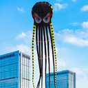 3D 26ft Ultra Large & Funs Octopus Foil Kite with 1000D Kite String, Beach Park Outdoor Fun Beach Trip Great Gift to Kids Build (Black)