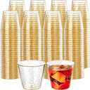 500Counts 1OZ. Disposable Shot Glasses Hard Plastic Shot Cups Gold Glitter Mini Shot Glasses, Jello Shots, 1Ounce Small Cup for Sauce, Dips, Shot Cups for Party