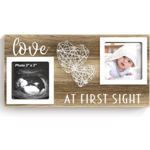 Baby Sonogram Picture Frame for 3" x 3" Ultrasound Photo - Pregnancy Announcements Ideas - Gender Reveal Baby-Shower Gift - New Mom Expecting Parents to Be Keepsake Gifts - Nursery Dcor (2-Opening Baby Picture Frame 3" x 3")