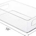 Kingrol 6 Pack Plastic Storage Bins for Pantry, Refrigerator, Countertop, Cabinet Organization, Stackable Food Storage Organizer with Handles, BPA Free, 10 x 6 x 3 Inch
