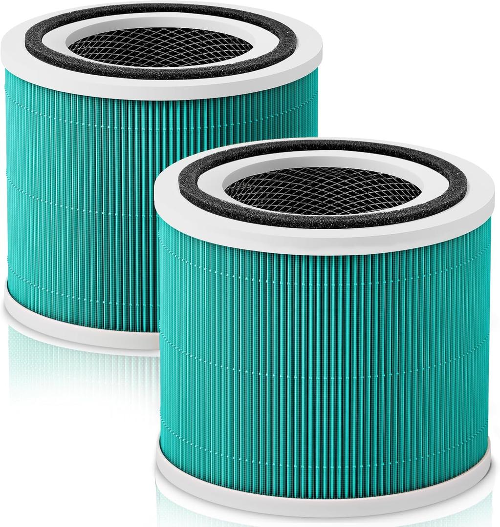 2 Pack Core 300 Toxin Absorber Replacement Filters for LEVOIT Core 300 and Core 300S VortexAir Air Purifier, True H13 3-in-1 and Activated Carbon,Core 300-RF-TX (Green)