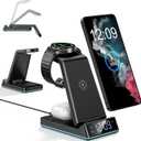 Wireless Charger for Samsung,7 in 1 Wireless Charging Station Foldable Fast Charger Stand with Night Light/Alarm Clock for Samsung Galaxy S26/S25/S24/S23/S22/S21/Galaxy Watch Ultra/8/7/6 Galaxy Buds