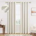 Cream Linen Blackout Curtains 84 Length 2 Panels Set for Living Room Bedroom, 100% Black Out Thermal Insulated Linen Drapes, Room Darkening Grommet Curtains 84 Inches Long Natural Beige