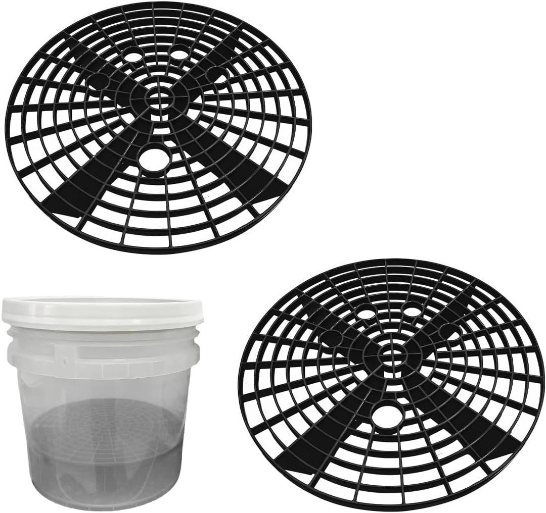 Car Wash Bucket Inserts - 2 PCS Plastic Grit Trap for Vehicle Detailing, Auto Dirt Collectors, Fits 12 Inch Diameter Bucket, Universal Car Accessories (Black)