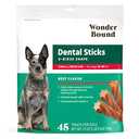 Wonder Bound Beef Flavor Dental Sticks for Small/Medium Dogs (15-40 lbs), 6-Ridge Shape for Plaque & Tartar Control, Freshens Breath, Formulated with Vitamin C, 45 Count Pack of 2