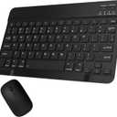 Bluetooth Keyboard and Mouse Combo for iPad, 10 inch Wireless Keyboard & Mouse, Ultra-Slim Portable Rechargeable Keyboard for iPad Pro Air Mini iPhone Samsung Tablet, iPhone15/14/13 Pro (Black)