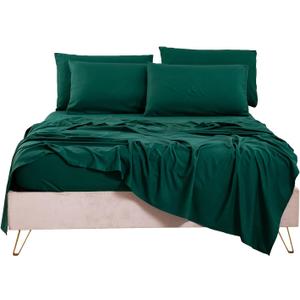 Bedlifes Queen Sheet Set- Cooling Sheets-Ultra Soft-Silky-Breathable-Deep Pocket- 1800 Series Bedding Set Microfiber- Green Bed Sheets Queen Size 4 Pieces