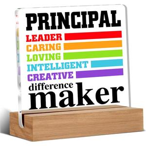 4 x Best Principal Gifts Thank You Appreciation Gifts for School Principal Difference Maker Clear Acrylic Decorative Sign Office Decor