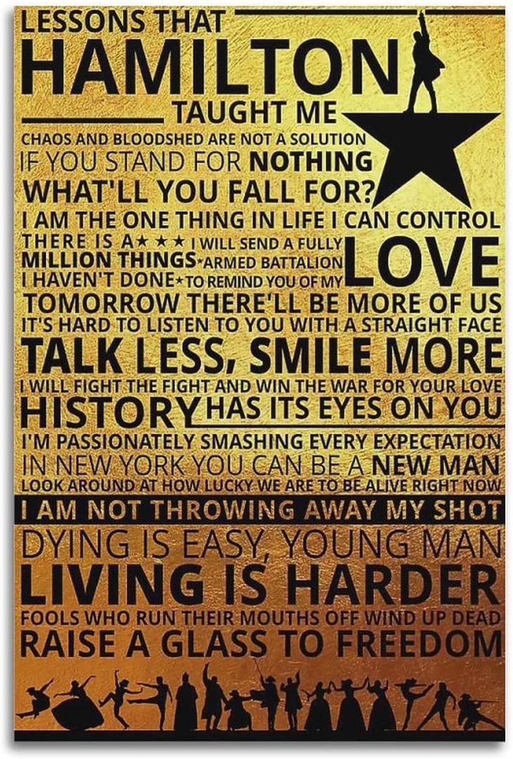 Lessons That Hamilton Taught Me Poster Education Poster Motivational Poster Poster Decorative Painting Canvas Wall Posters And Art Picture Print Modern Family Bedroom Decor Posters 16x24inch(40x60cm)