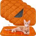 4 Pack Self Heating Cat Pad Self Warming Dog Mat Reflects Body Heat Extra Warm Thermal Pet Pad Washable Dog Cat Bed Crate Bed Mat Blanket (Orange, 16 x 20 Inch)
