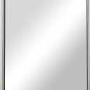 ANDY STAR 24"x36" Brushed Nickel Bathroom Mirror, Stainless Steel Metal Frame with Rounded Corner Rectangle Bathroom Mirror for Over Sink, Modern Silver Mirror for Bathroom, Power Room, Living Room