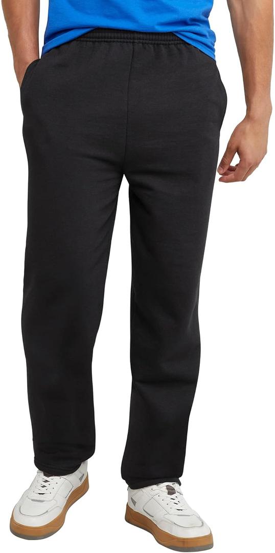 Hanes Men's EcoSmart Sweatpants, Athletic Lounge Pants with Pockets, Open Hem Bottom, Fleece Pants (Black, XXL)