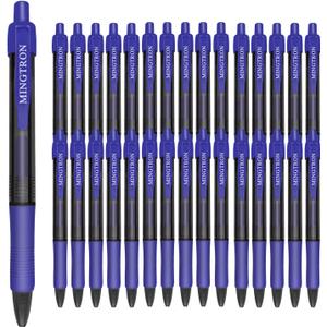 Gel pens, 26 Pack Blue Pens Fine Point, No Smear Ink Pens for Left Hand, Click Pens Bulk, Retractable Rollerball Pens for Smooth Writing, 0.5MM, Navy Blue Ink