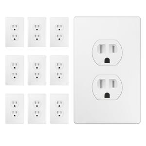 ENERLITES Duplex Receptacle, Matching Screwless Wall Plate Included, Residential Grade Duplex Outlet, Tamper-Resistant, Child-Safe, Grounding, 15A 125V, UL Listed, T-61581-TR-WSI10P, White, 10 Pack