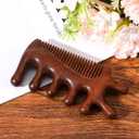 2 in 1 Natural Sandalwood Hair Massager Scalp, Gua Sha Tools, Wood Facial Massage Tool, Hair Massager, for Hairs, Face, Eyes, Neck and Body MassageBrown