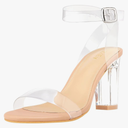 ZriEy Clear Block Sandals Chunky Heels for Women 3.35 Inch Open Toe Adjustable Ankle Strap Pump Sandals for Weddings Parties Daily Wear 8.5