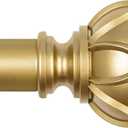 KAMANINA Gold Curtain Rod 32 to 58 Inch(2.6-4.8Ft), 7/8 Inch Single Adjustable Curtain Rods for Windows 28 to 48, Decorative Drapery Rods with Netted Texture Ends