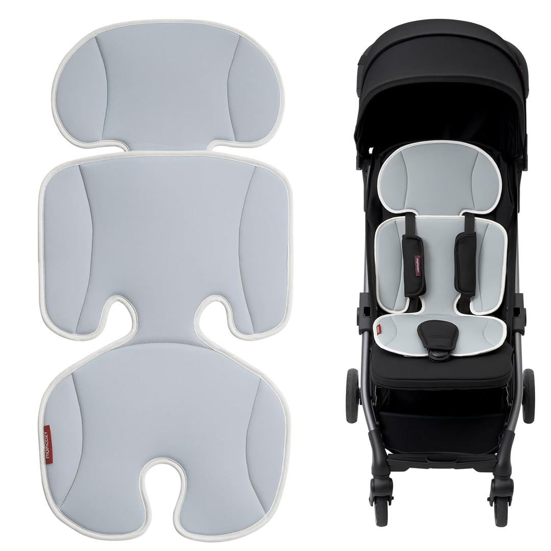 Momcozy Stroller Cooling Pad | Universal Soft Cooler Pad, Breathable & Adjustable Car Seat Liner | Detachable 2-Piece Cooling Cushion | Fits Strollers, Car Seat, High Chair, Bassinet, Swing (Grey)