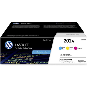 HP 202A Cyan, Magenta, Yellow Toner Cartridges Printers (3-Pack) | Works with Color LaserJet Pro M254, Color LaserJet Pro MFP M281 Series | CF500AM