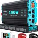 Pure Sine Wave 3500W Power Inverter 12V DC to 120V AC for RV, Truck, Home, Off-Grid, Solar, Inverter with 3 AC Outlet, 30W USB-C, 5V 3.1A USB, Hardwire Port, 15FT Remote Control, Surge 7000W