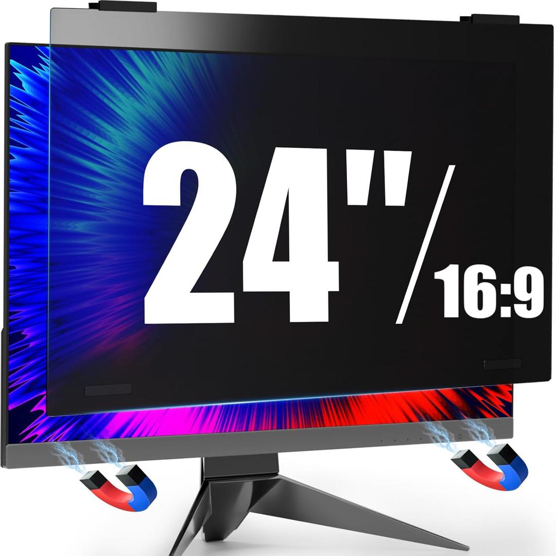 Magnetic 24 Inch Privacy Screen Hanging for Computer Monitor 16:9 Aspect Ratio,Anti Glare Blue Light Private Protector Eye Care,Removable Anti Spy Filter Shield for Digital Workplaces