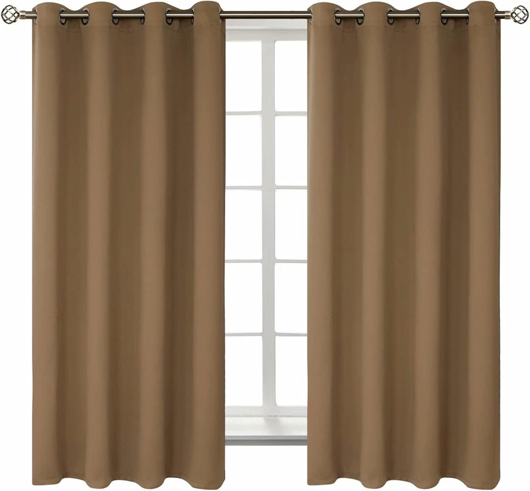 BGment Blackout Curtains for Living Room - Grommet Thermal Insulated Room Darkening Curtains for Bedroom, 2 Panels of 52 x 63 Inch, Taupe