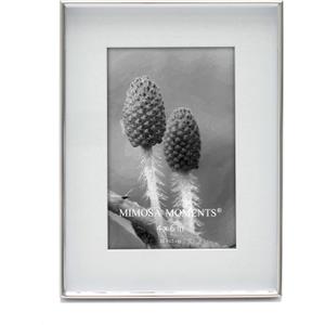 MIMOSA MOMENTS 6x8 Metal Picture Frame with Mat for 4x6 Photo, Shadowbox Frame for Tabletop Display (Silver, 4X6)