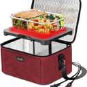 Aotto Portable Oven, Electric Lunch Box Food Heater - 12V/24V/110V 3-in-1 Car Food Warmer - Heated Lunch Box for Adults - Cook, Reheat & Keep Meals Warm for Car, Truck, Travel, Work, Home - Red