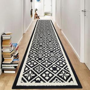 Ileading Runner Rugs for Hallways 2x10ft Heavy-Duty Durable Entryway Floor Mat with Non Slip Rubber Backing for Busy Traffic Extended Indoor Doormat Machine Washable Kitchen Throw Rug(Black)