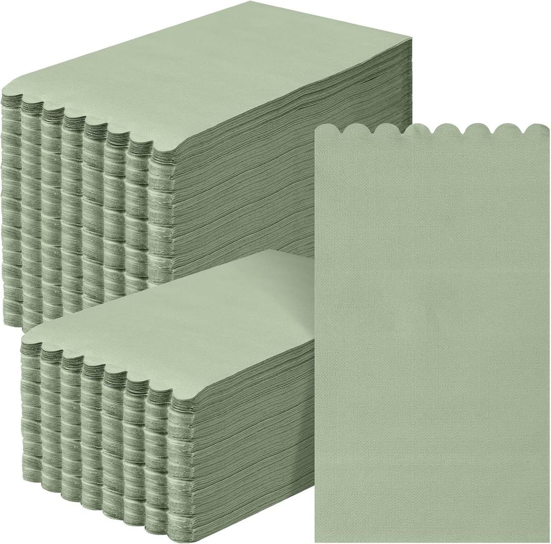 Glenmal 100 Pcs Paper Disposable Napkins 2 Ply Dinner Guest Cocktail Napkins Hand Towels for Wedding Spring Birthday Party Bridal Anniversary Reception, 13 x 16 Inches (Green)