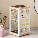 keomaisyto Earring Holder Organizer, 360 Rotating Jewelry Holder with Ring Tray/Necklace/Bracelet/Ring Hooks, White Earring stand with 4 Sides and 2 Wooden Trays for Jewelry Display (Upgraded)