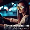 IGnaef Fit over Night Vision Driving Glasses for Women Anti Glare Polarized Yellow Nighttime Glasses Wrap Around IF8143