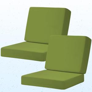 Deep Seat Patio Cushions Set of 2, 24x24 Inch Waterproof & Fade Resistant Outdoor Chair Cushions, Thick Padded Replacement Sofa Cushions for Garden Yard Furniture
