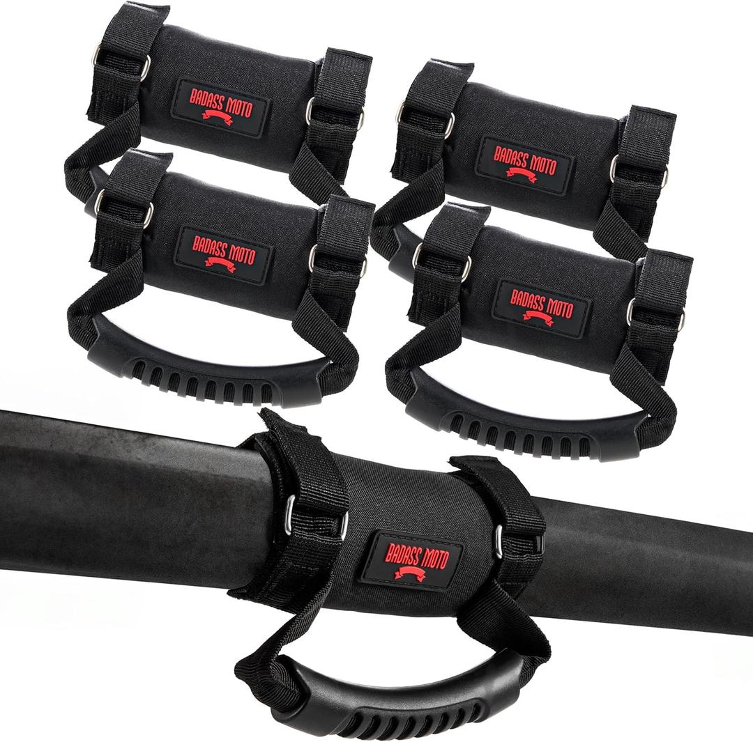Badass Moto Roll Bar Grab Handles - SXS, ATV, & UTV Grab Handles Grips (Black 4-PK)