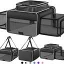 Top and 2 Sides Expandable Cat Carrier 18x13.5x9.5, TSA Airline Approved Dog Carriers for Small Dogs, Soft-Sided Pet Carrier with Self-Locking Zippers for Kitten,Rabbit,Puppy, Black White