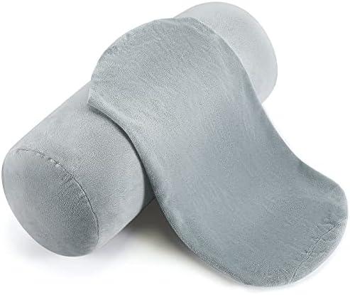 Newwiee 2 Pcs Cervical Neck Roll Pillow Cover with Zipper Round Pillowcovers Neck Roll Pillowcase Cylinder Soft Bolster Pillowcases for Cylindrical Cushion, Pillow Case Only(16 x 6 Inch,Gray)