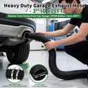 3" ID x 11' Car Exhaust Pipe Vent Hose for Garage Heavy-Duty Spliceable Exhaust Tailpipe Hose Kit 600F Heat Resistan Flexible EPDM Rubber Pipe with Adjustable Two Hose Clamps for Auto Shop