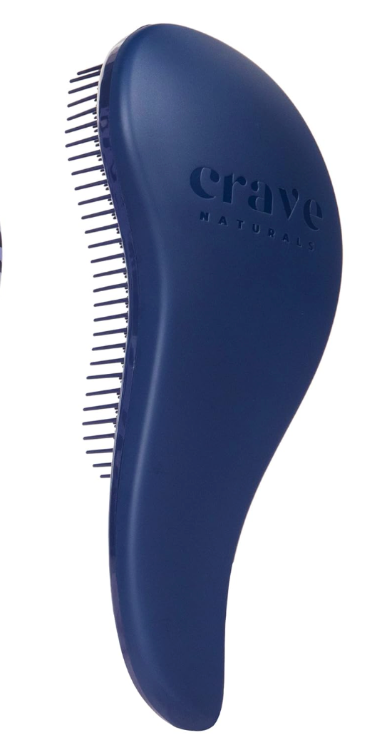 Crave Naturals Glide Thru Detangling Brush - Detangler Brush for Natural, Curly, Straight, Wet and Dry Hair for Adults and Kids - Hair Brush for Little Girls, Toddlers, Teens - 7.5 x 3 inches, Blue