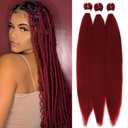 Pre Stretched Braiding Hair Crochet Hair for Black Women 26 Inch 3 Packs Braiding Hair Extensions Hot Water Setting Synthetic Hair Pre Stretched Crochet Braids Hair (900#, 26 Inch)