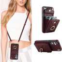 QLTYPRI Crossbody Wallet Case for Samsung Galaxy A16 4G/5G, PU Leather Phone Case with RFID Blocking Card Slots Holder Ring Kickstand Wrist Strap Lanyard Handbag Purse Cover for Samsung A16 - Wine Red