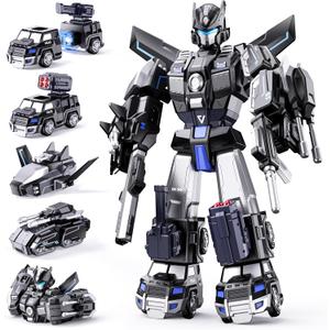 5 in 1 Magnetic Transform Police Trucks Robot Toys Gifts for 3 4 5 6 Year Old Boys Kids, Easy DIY Assembly, Ideals 3 4 5 6 Year Old Boy Birthday Gift Toys, Magnetic Transform Trucks Toy for Boys
