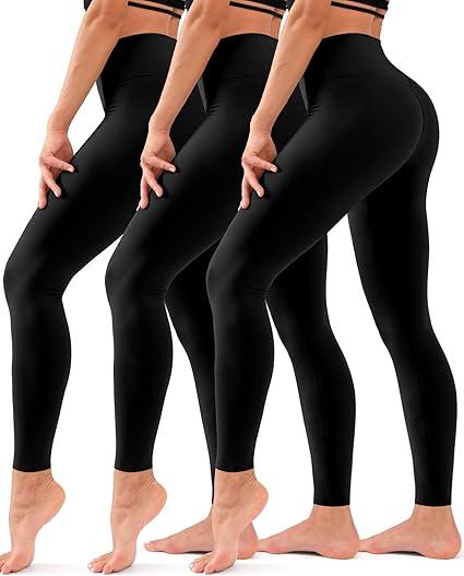 3 Pack Leggings for Women High Waisted Tummy Control No See-Through Yoga Pants Workout Running Leggings
 XL